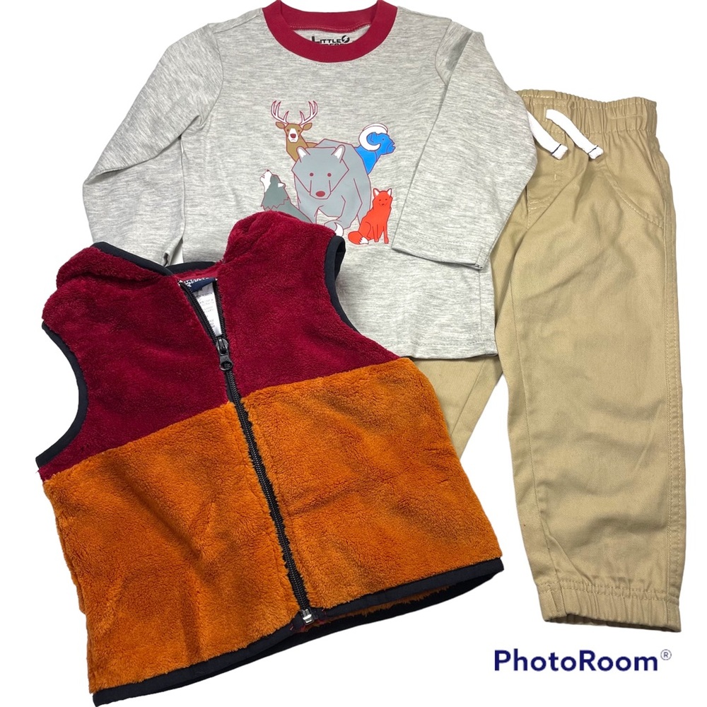 NWT Little Rebels fleece vest, graphic tee and pant set Size 18M